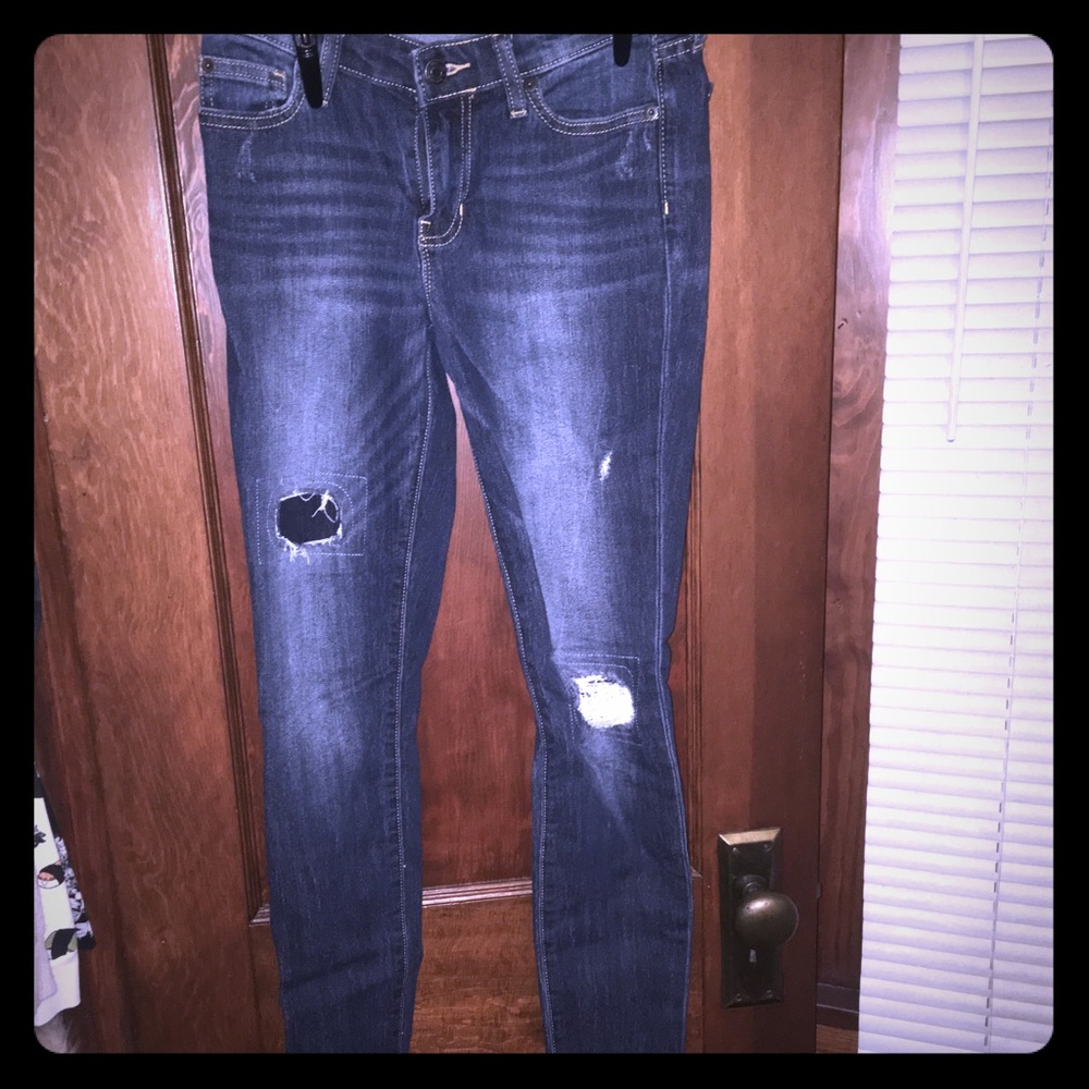 Gap dark wash distressed legging jeans